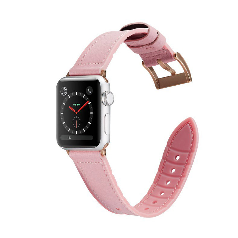 [Apple Watch] Leather Hybrid with Silicone - Pink