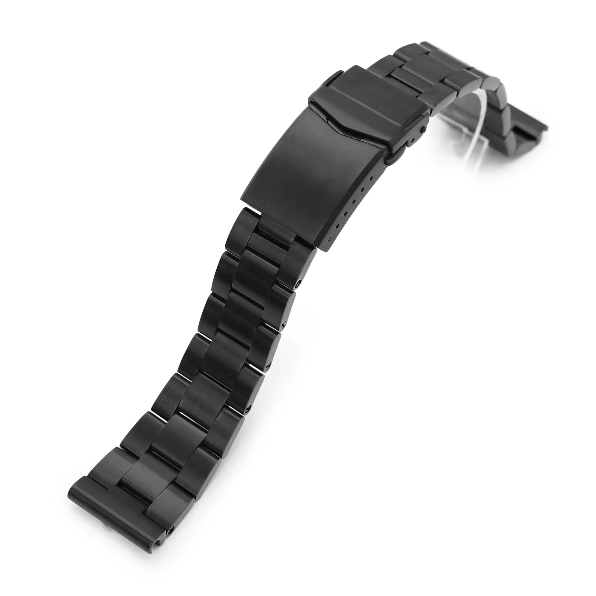[STRAPCODE] Black Super-O Steel Bracelet with V-Clasp with DLC Coating